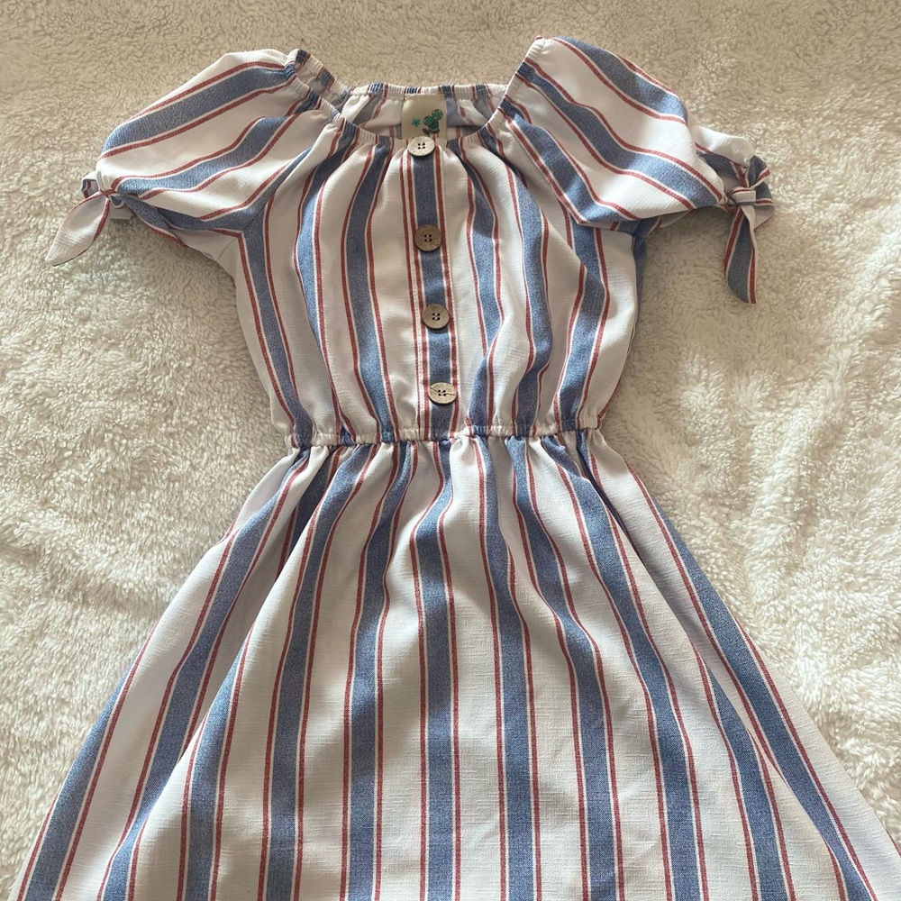 Lily Bleu Blue and White Buttoned Smocked Sundress